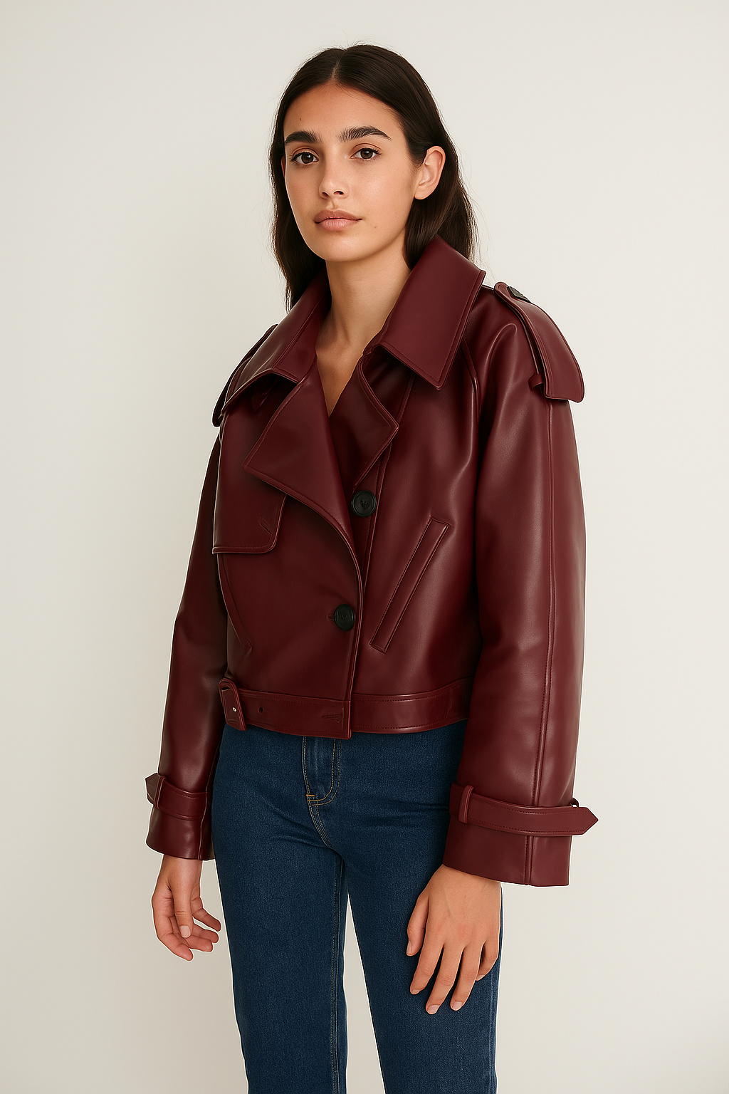 Bordowa krótka skórzana kurtka – luksusowy element garderoby - ModaEkspert.pl 