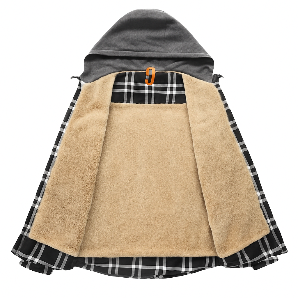 Przytulna flanelowa kurtka z dekoltem – ModaEkspert