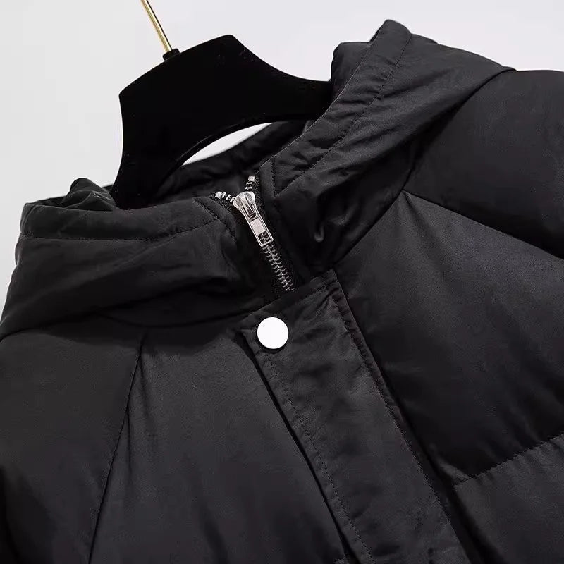 Czarna kurtka puchowa z kapturem - ModaEkspert.pl 