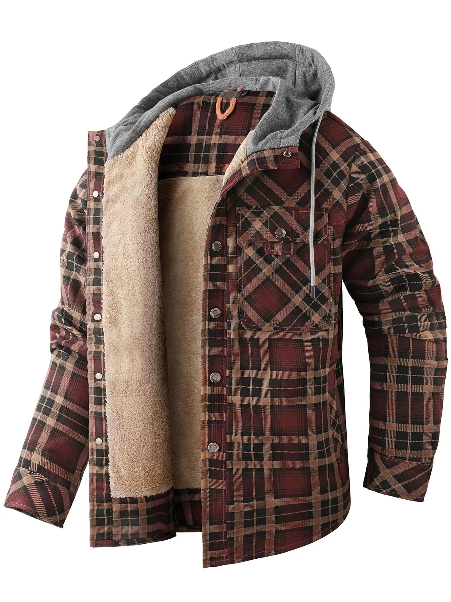 Przytulna flanelowa kurtka z dekoltem – ModaEkspert