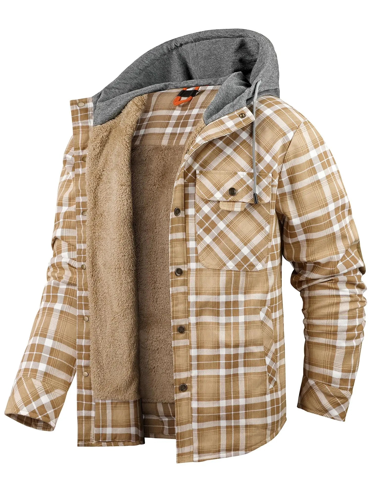 Przytulna flanelowa kurtka z dekoltem – ModaEkspert