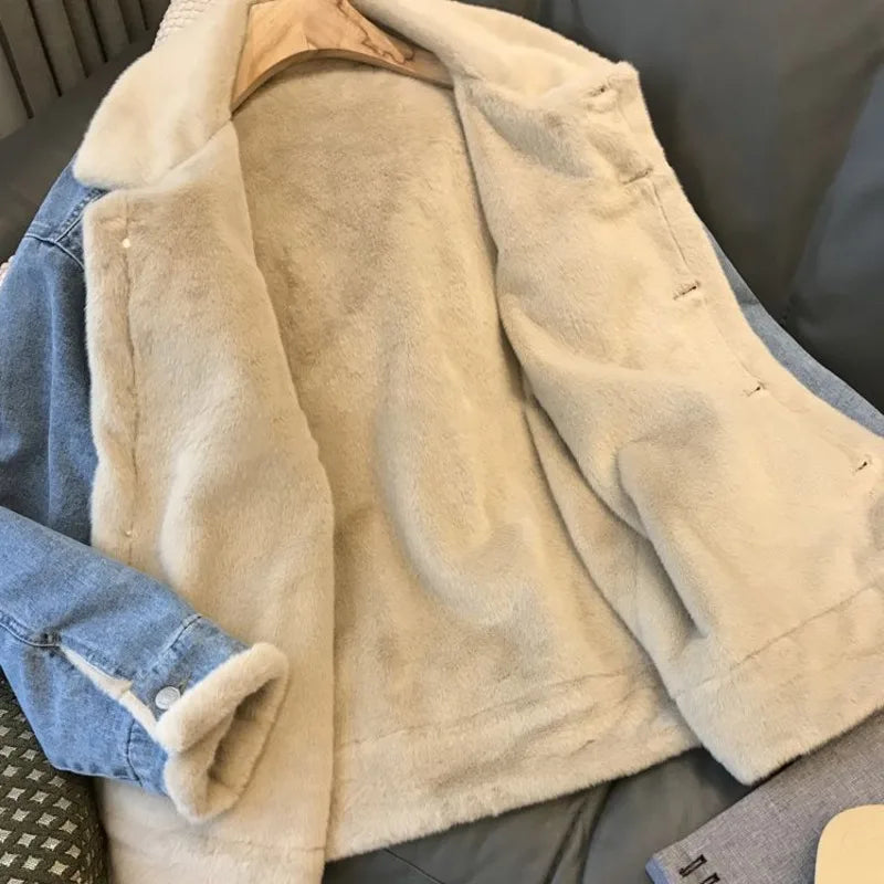 ciepła kurtka dżinsowa z podszewką z pluszu – ModaEkspert 