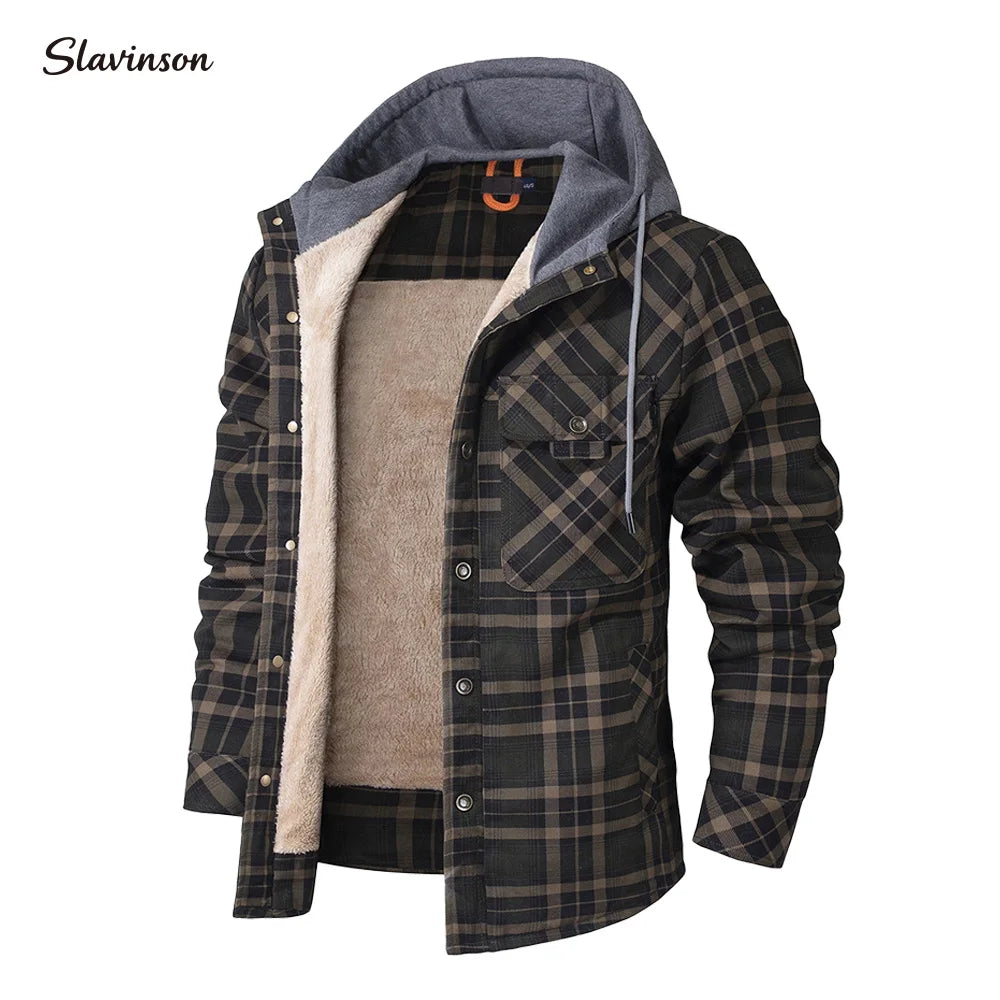 Przytulna flanelowa kurtka z dekoltem – ModaEkspert