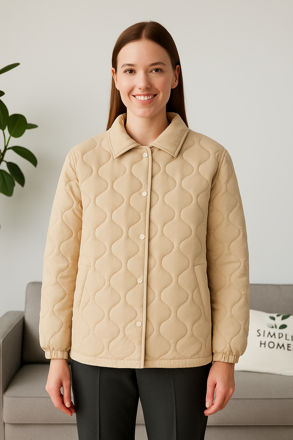 Beżowa kurtka pikowana – ModaEkspert.pl 